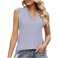 thumbnail image 2 of Royisotas Purple Tank Tops for Women 2025 Casual Summer Sleeveless Camisoles for Women V-Neck Lace Patchwork Solid Color Womens Cami Tops Plus Size, 2 of 5