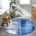 thumbnail image 4 of Blue Grey Ombre Large Area Rugs for Bedroom Living Room, Soft Non Slip Carpet Bedside Rug, Abstract Art Oil Painting Modern Round Floor Cover Kitchen Accent Rug 3.3' for Dining Room/Office, 4 of 9