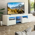 thumbnail image 3 of SESSLIFE Storage TV Stand for 55 Inch TV, White TV Cabinet with 16 Color LED Light, Living Room Entertainment Center, 3 of 12