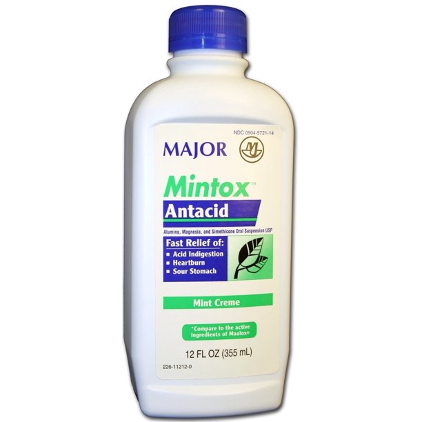 Major Mintox Antacid Liquid, 12 Oz.