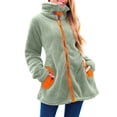 thumbnail image 6 of Hjlmsx Women's Sherpa Fleece Jacket Casual Lapel Collar Zip Up Jackets Loose Winter Coats Warm Fuzzy Outwear with Pockets Green M, 6 of 9