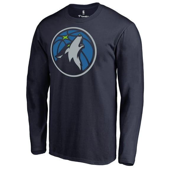 Men's Navy Minnesota Timberwolves Primary Logo 2 Long Sleeve T-Shirt