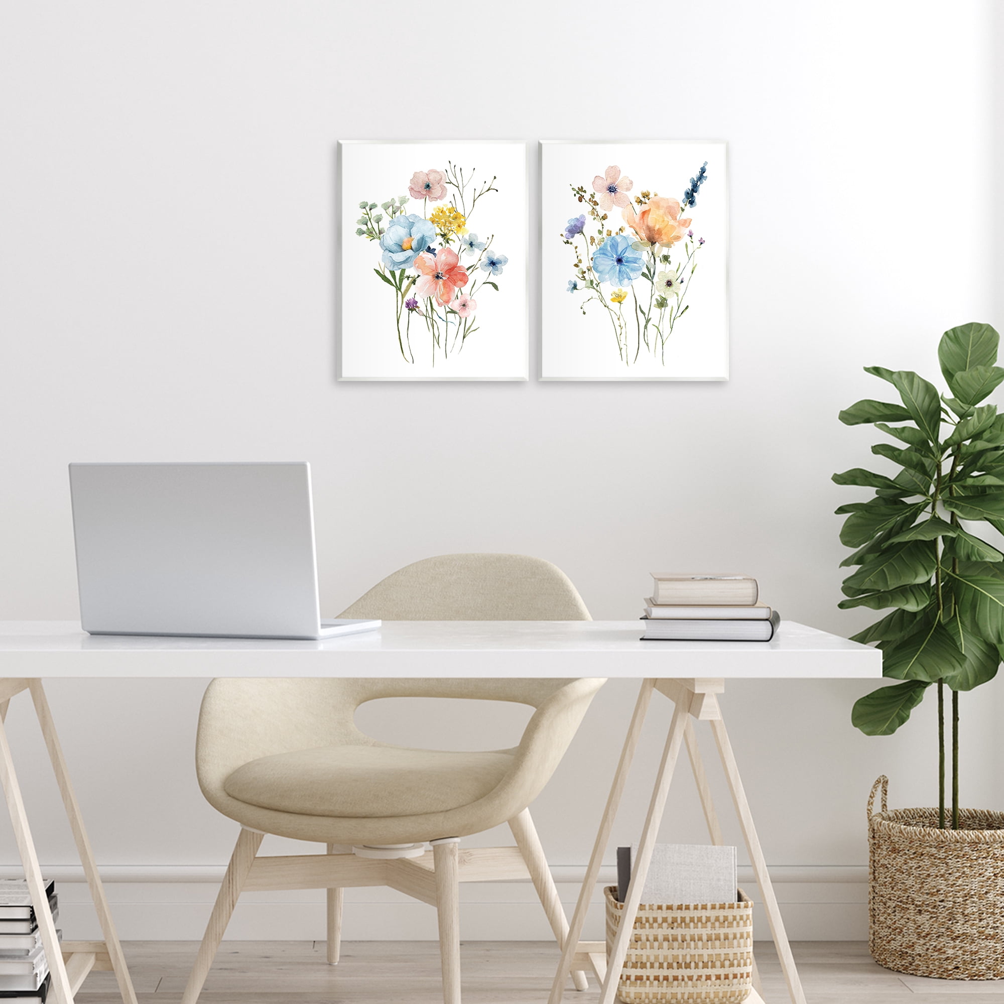 Stupell Industries Wildflower Sprig Bundles 2 Piece Wall Plaque Art Set, design by Livi Finn