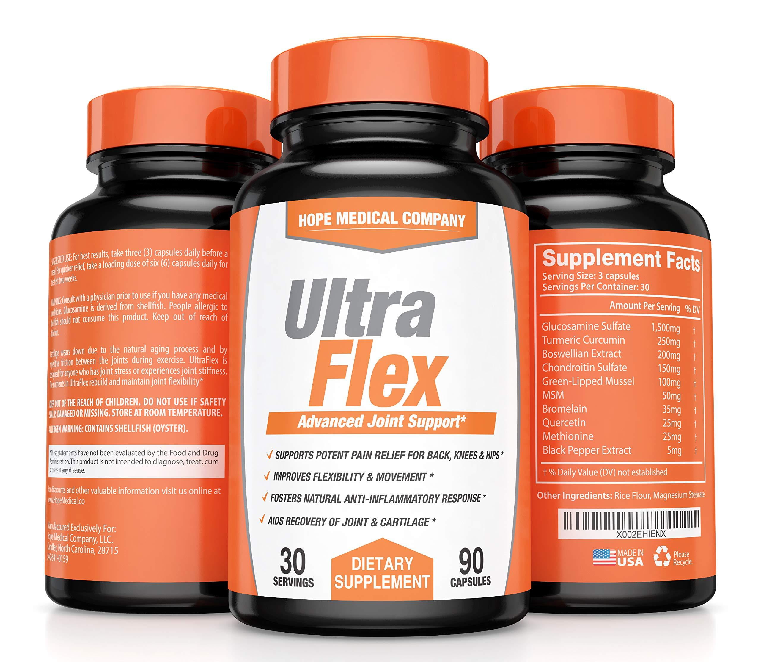 Ultra Flex Glucosamine Chondroitin MSM Turmeric 2340mg Joint Health