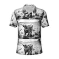 thumbnail image 2 of Daiia Yak Pattern Men’s Polo Shirts,Solid Deck Shirt,Classic Fit, Breathable Cotton Polo for Casual and Sport Wear-, 2 of 9