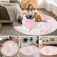 thumbnail image 5 of Round Rugs 8Ft, Pink Grey Coral Coastal Round Area Rug Washable Indoor Throw Carpet, Summer Beach Seaside Nautical Large Non Slip Circle Rug for Kids Room RV Home Decor Aesthetic, 5 of 8