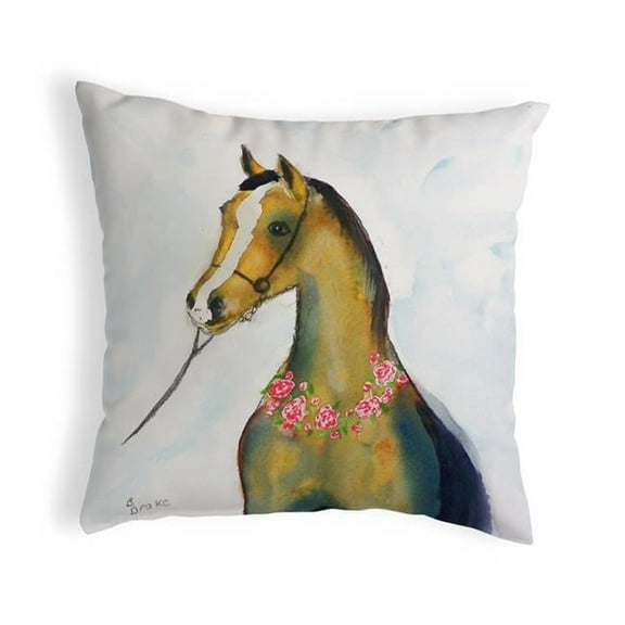Betsy Drake KS132 12 x 12 in. Horse & Garland Small No-Cord Pillow