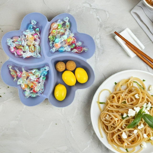 BRIGHTFUFU 3PCS Plastic Compartments Food Plate Snack Nuts Tray for Holding Fruits and Snacks