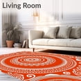 thumbnail image 2 of ODIKA 4'x6' Machine Washable Non-Slip Area Rug, Sanskrit Lotus with Radiant Petal Mosaic and Spiral Accents High Traffic Rug, Orange, 707872, 2 of 5
