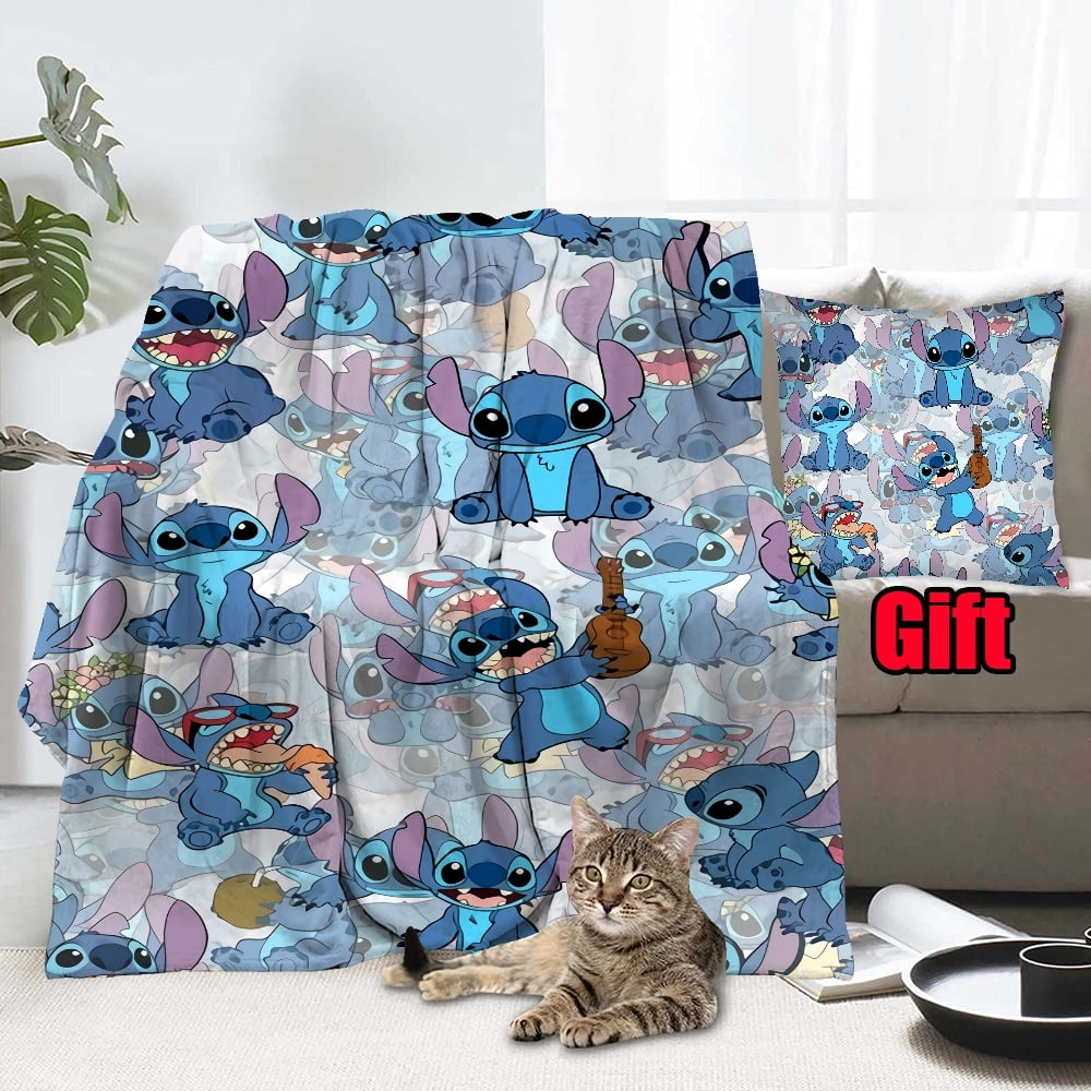 Disney Lilo & Stitch Blankets With Pillow Cover Comfortable Warm