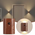 thumbnail image 1 of Solid Wood Pattern Linkage Human Body Sensing LED Light Charging Wall Light Corridor Home Bedside Bedroom USB Night Light, 1 of 6