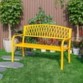 thumbnail image 1 of Hi-Line Gift Banc de Jardin en Acier et Fonte, Jaune, 1 of 2