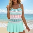 thumbnail image 2 of GEWSEY Plus Size Tankini Bathing Suits with Skirt - Women 2 Piece Swimsuits Tummy Control Swimwear (Mint Green, M), 2 of 8