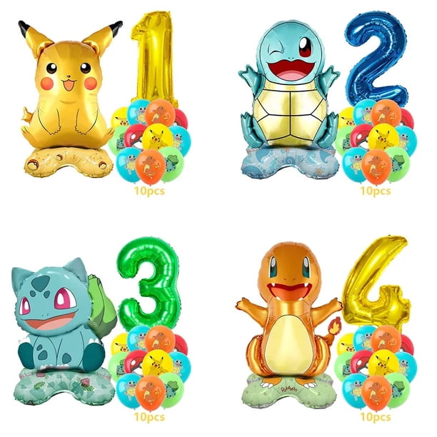 Juego de 12 globos de Pokémon Pikachu para decoración de fiestas infantiles, Charmander, Squirtle, Bulbasaur, globo de aluminio para cumpleaños, regalo de muñeca de juguete