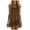Brown, variant on Women Summer Spaghetti Strap Swing Mini Dress Casual Ruffle Hem Loose Cami Dress