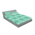 thumbnail image 2 of Ambesonne Green Fitted Sheet & Pillow Sham Set, Floral Pattern with Beryl, Queen, Green, 2 of 2