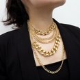 thumbnail image 3 of Punk Women Multi-layer Curb Chain Statement Necklace Rock Hip-hop Jewelry Gift, 3 of 5