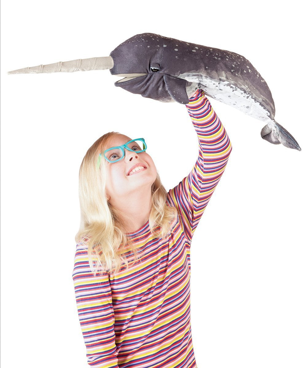 28" including Horn Folkmanis Narwhal Hand Puppet 