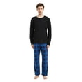 thumbnail image 4 of GLOBAL Men's Flannel Pant and Long-Sleeve T-Shirt Pajama Set 100% Cotton Blue Plaid S, 4 of 6