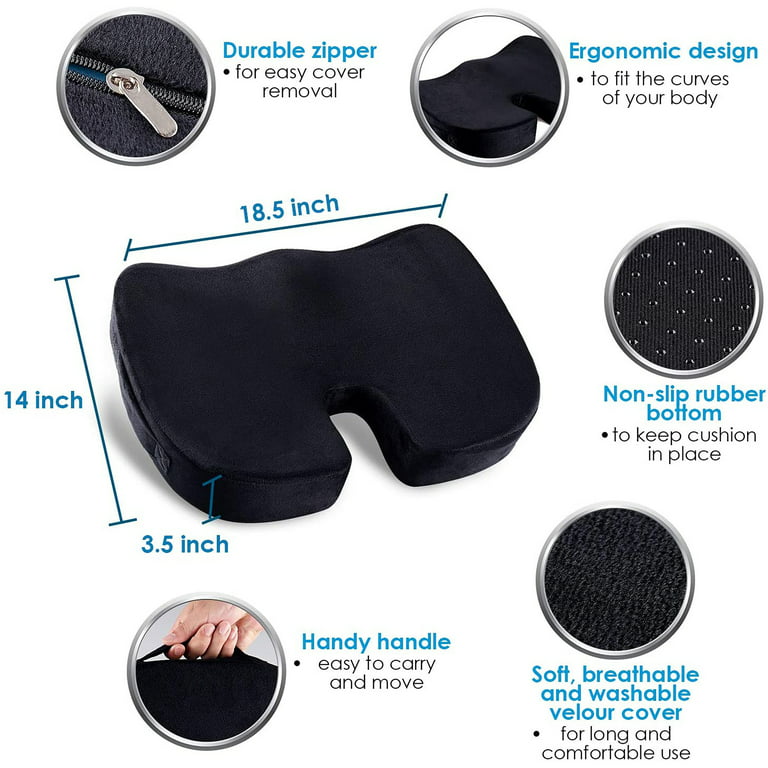 Qutool Memory Foam Coccyx Seat Cushion & Lumbar Support Pillow for