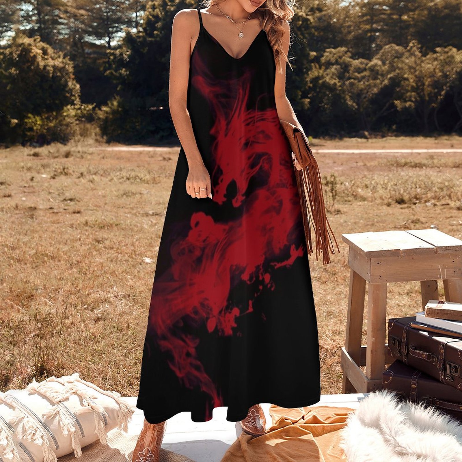 New dark red dragon Sleeveless Dress birthday dress for women women's  summer clothing 2024 - Walmart.ca