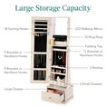 thumbnail image 6 of Best Choice Products 360 Swivel Standing Mirrored Jewelry Cabinet, LED-Lit Makeup Organizer w/ Mirror - Coastal White, 6 of 10