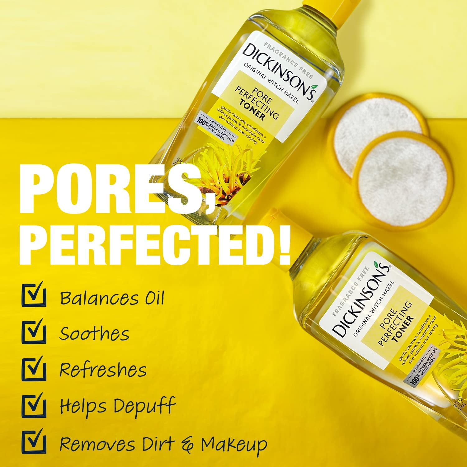 (3 pack) Dickinson's Pore Perfecting Witch Hazel Toner, 16 fl oz