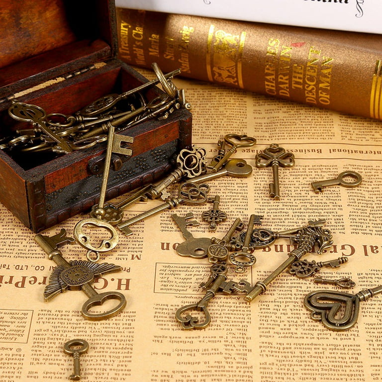Yosoo 69pcs Assorted Antique, Keys For Crafts Craft Skeleton Keys Vintage  Old Look Large Bronze Skeleton Keys Lot Charm Pendant Fancy Heart Bow