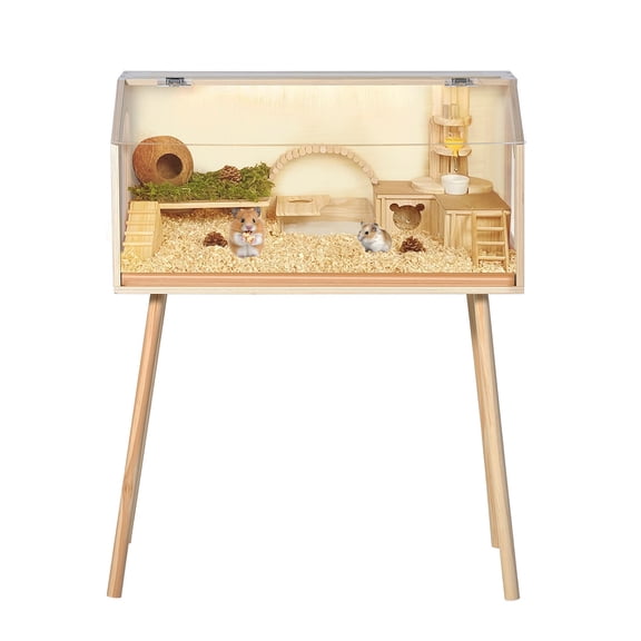 Accreate Chew-Proof Wooden Hamter Cage with Legs, Large Guinea Pig Cage with Acrylic Window & Openable Top for Chinchilla, Gerbil & Small Pets