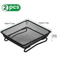 thumbnail image 3 of 2 Pcs Deck Railing Bird Feeder Tray for Balcony 7 x 7 x 2 Inch Compact Platform Bird Seed Tray with 4 Fixed Elastic Rope Ground Mesh for Garden Backyard Outside Wild Birds or Squirrels, 3 of 7