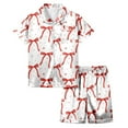 thumbnail image 2 of Toddler Silk Pajamas for Girls Cute Bow Tie Print Short Sleeve Button Down Shirt Top and Shorts Set Holiday Pajamas for Kids Toddler Girls Outfits Size 3-4 Years, 2 of 4