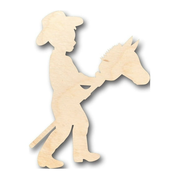 Unfinished Wood Cowboy Kid Shape - Craft - up to 46" DIY 7" / 1/4"