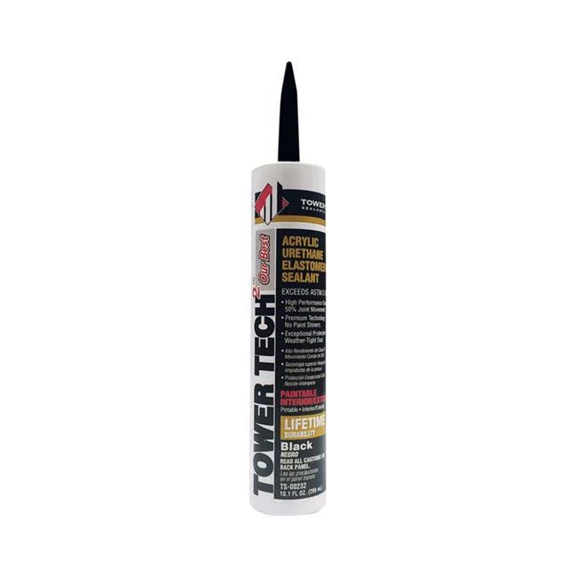 Tower Sealants 1801109 Tower Tech 2 Black Acrylic Urethane Sealant, 10.