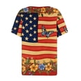thumbnail image 5 of SwiftWear Women American Flag Graphic V Neck T shirts 4th of July Short Sleeve Button-Down Patriotic Tee Casual Tops Summer Outfits, 5 of 9