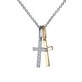 thumbnail image 4 of Lafonn Classic Sterling Silver 2 Tone Plated Simulated Diamond Necklaces 0.14 (0.14 CTTW), 4 of 5
