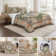 thumbnail image 6 of Full Quilt Set 78''x90'', Boho Lightweight Bedspread Coverlet Set with 2 Pillow Shams, Green Brown Ethnic Tribe Abstract Vintage Western Breathable All Season Quilt Bedding for Bedroom/Guest Room, 6 of 9