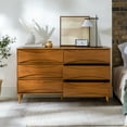 thumbnail image 4 of Walker Edison 58” Mid-Century Modern Curved Front 6-Drawer Dresser, Caramel, 4 of 15