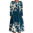 thumbnail image 2 of Fankiway Robes à Manches Longues en Solde Robes Décontractées à Col Rond Manches Longues Pliantes Imprimées Florales Robes pour Femmes Grande Taille en Solde, 2 of 5