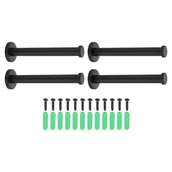 Uxcell 4 Pcs Stainless Steel Bathroom Towel Hooks, 6x0.7 Inch Heavy Duty Robe Coat Hooks Round Wall Mounted Hook with Screws for Bedroom Kitchen Closet Cabinet, Black