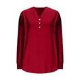 thumbnail image 5 of CHUMUD Womens Shirts Casual Henley Tops for Women Fall Button Down Blouses V Neck Long Sleeve Comfy Solid Loose Fit Tops, XL-5XL, 5 of 6