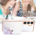 thumbnail image 5 of For Samsung Galaxy S24 Plus Marble Patterned Case with Card Holder, Back Folio Kickstand PU Leather + Soft Crystal Bumper Edge, Magnetic Clasp Back Cover For Samsung Galaxy S24 Plus,Lightpurple, 5 of 7