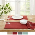 thumbnail image 4 of TOWN & COUNTRY LIVING Harper Stain and Water Resistant Reversible Placemat 4-Pack Set, Deep Redwood, 13"x17.5", 4 of 7