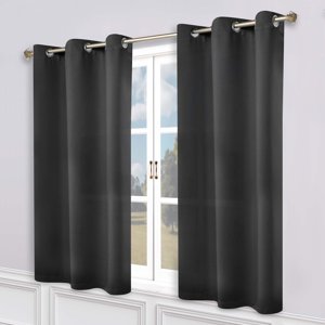 Superior Blackout Grommet Curtain Panel Set, 52" x 63", Black