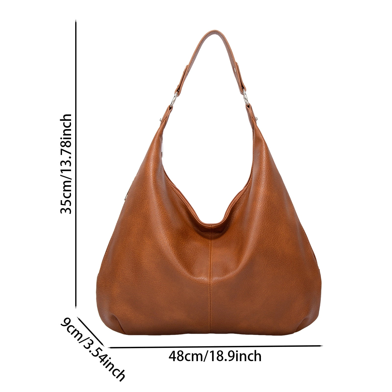 Stylago Slouchy Shoulder Bags Soft Leather Versatile Underarm Handbag Adjustable Button Strap Large Stylish Tote Purses Black