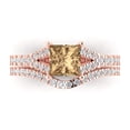 thumbnail image 2 of Clara Pucci 14K Rose Gold 3.4 Simulated Champagne Engraveable Engagement Ring + Wedding Band Set, 2 of 7