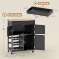 thumbnail image 3 of HOMCOM Kitchen Island on Wheels with Drawer, 9-bottle Wine Rack, Black, 3 of 10