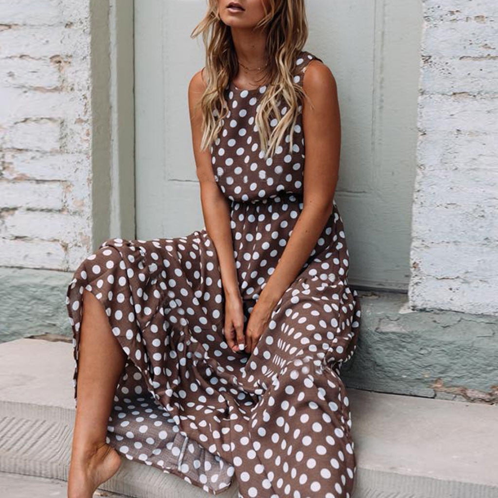 Qaailabf Womens Dresses Women Sexy Printing Sleeveless Long Dress Evening Easter Dress for Women Party Club Beach