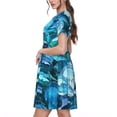 thumbnail image 2 of Uemuo Blue Kyanite Print Womens Summer Dress Casual Swing Short Sleeve Sundresses Beach A-line Shift Dress, 2 of 6
