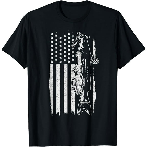 Catfish American Flag Patriotic Fishing T-Shirt