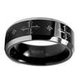 thumbnail image 3 of Metal Masters Mens 8mm Two-Tone Tungsten Ring Band Laser Etched Cross Design, 3 of 7